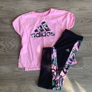 🌸Adidas Pink/Black Leggings and Matching Shirt🌸